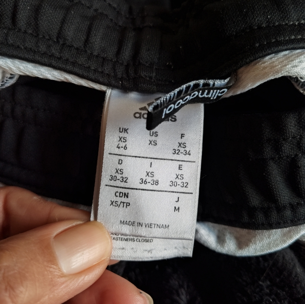 Black and white 3 striped adida pants